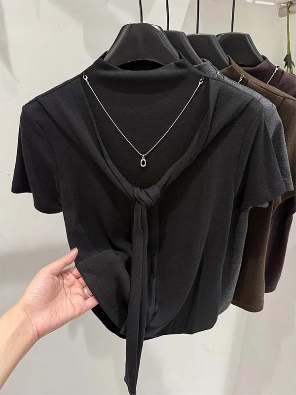 Afslankend of Sve T-irt Dames vroege herfst Nieuw Sle oulder Design Sensation Top Koreaans Sle Commute-patroon