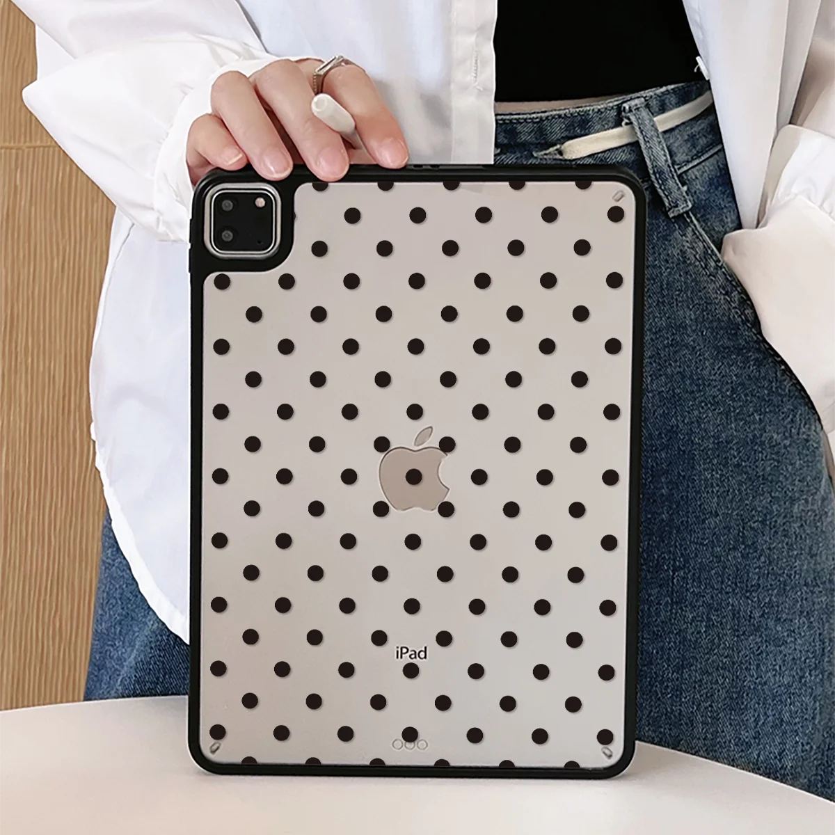 Transparent Polka Dots Angel Cat New Tablet Case For iPad Pro 11 12.9in 13 M4 9.7 10.2 5/6th 7/8/9 10 11th MINI Air 5 6 7 Case