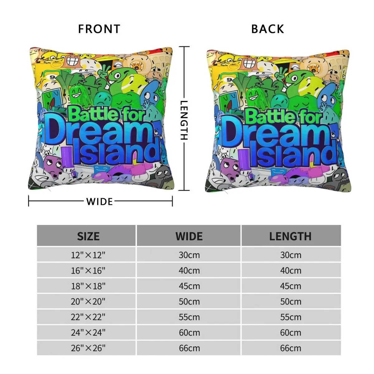 Battle For Dream Island Cast Square Pillowcase Polyester Linen Velvet Pattern Zip Decor Pillow Case Car Cushion Cover Wholesale