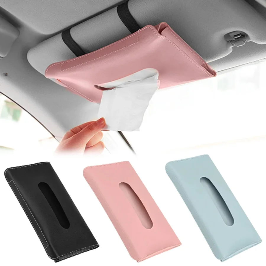 PU Leather Tissue Holder for Car Dashboard—Saves Space in Your Car; Adjustable Straps Make It Suitable for Various Scenarios