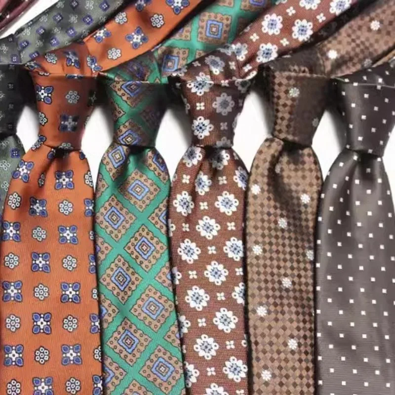 Men's 8cm Italian Style Neckties Classic Polyester Business Ties Striped Geometric Dot Patterns Formal Wedding Cravat Gravata