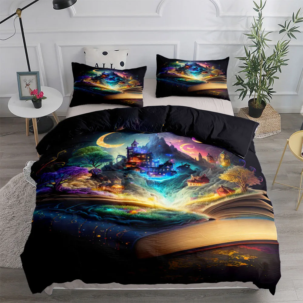 

Moon Castle Children Duvet Cover Set UK Single Double Queen King US Twin Full King Size Bed Linen Set