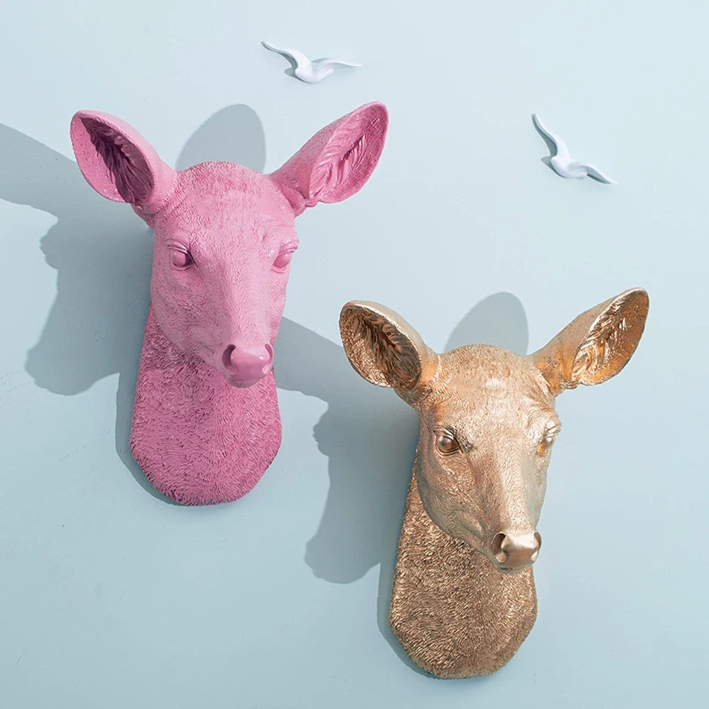 Two colors Deer Head Wall decoration Hanging Wall Animal Head Resin Pendant Wall Ornaments Home Accessories