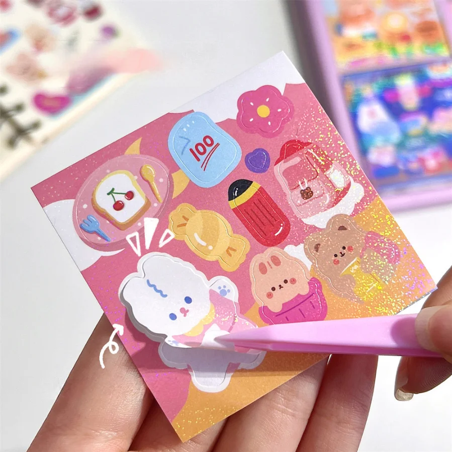 100 Pcs Non Repetitive Guka Sticker Set Starry Sky Little Girl Handbook Sticker Cute DIY Sticker Gift Box