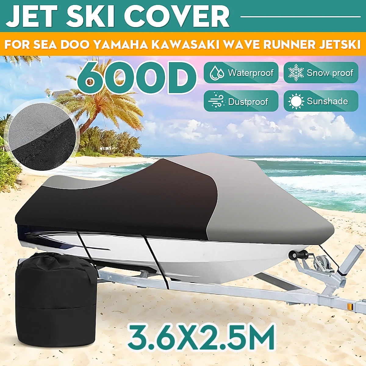 600D Waterproof Dustproof Sunscreen Jet Ski Watercraft Boat Cover Protector For Seadoo Sea Doo Bombardier PWC GT,GTS GTX,GTI