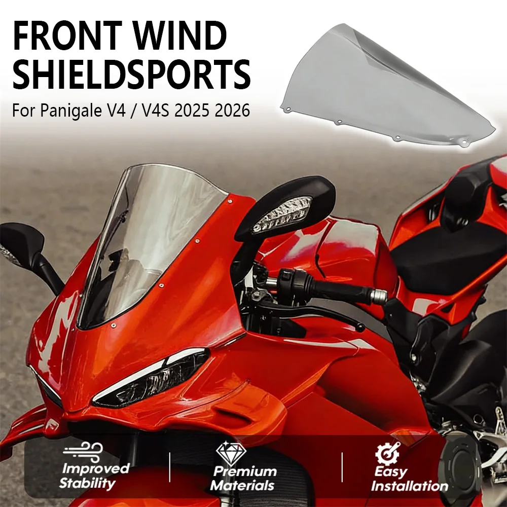 

For Panigale V4/V4S 2025 2026 Motorcycle Racing Double Bubble Windscreen v4 v4 s Screen Wind Deflectors Windshield Accessories