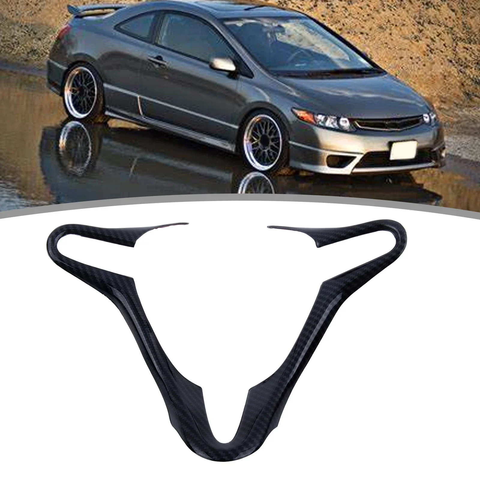 

Carbon Fiber Inner Steering Wheel Cover Trim Frame For HONDA Civic 8th 2006-2011 Interior Decor Car Styling