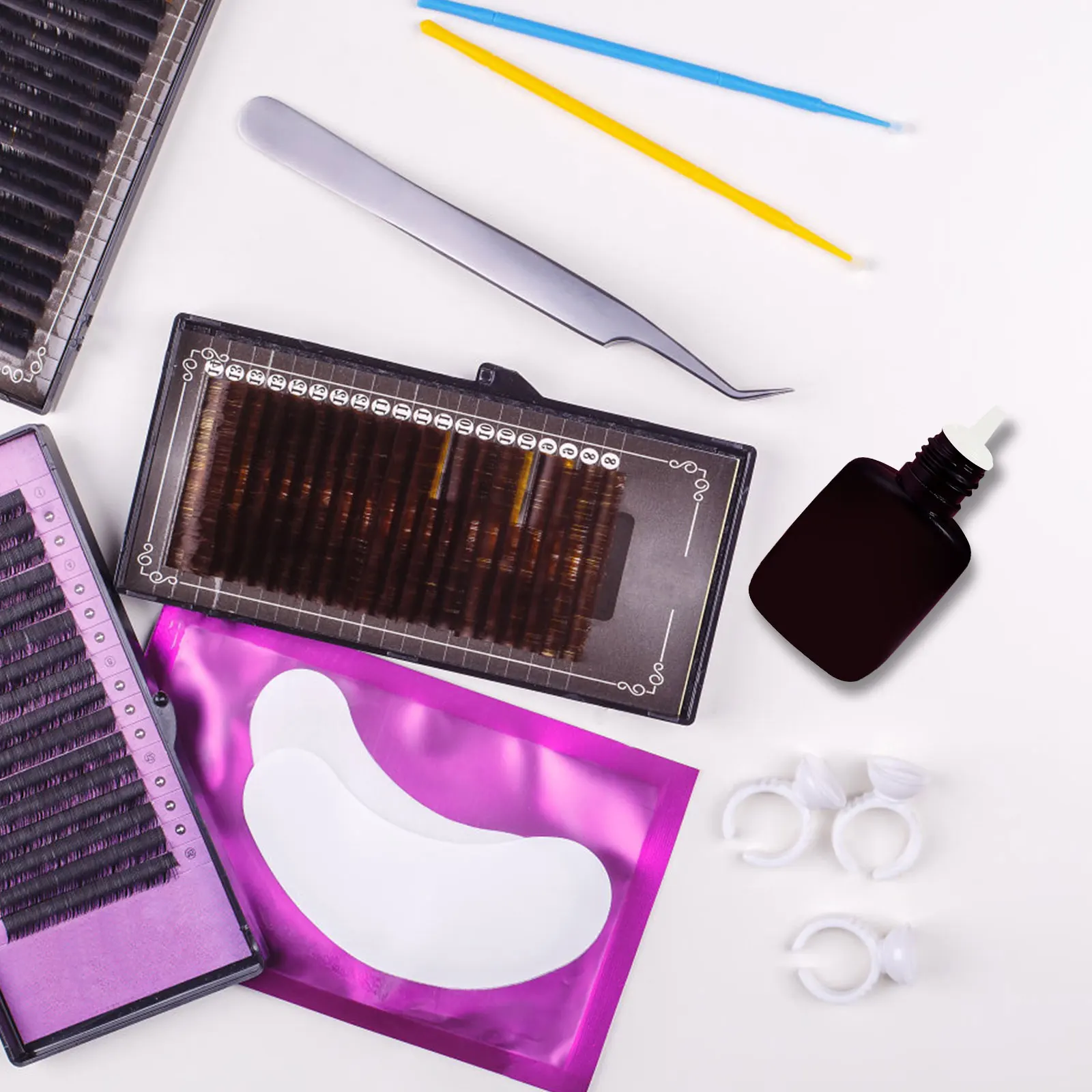 100 قطعة لاش الغراء زجاجة المقابس البلاستيك تطعيم رمش تمديد استبدال قبعات للاستخدام المهني والمنزلي لاش الغراء