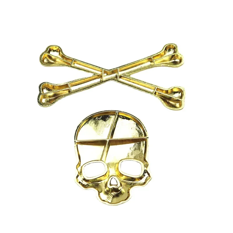 Gold Crossbone Skull Metal Logo Emblem Badge Decal Tank Sticker Cafe Racer ATV