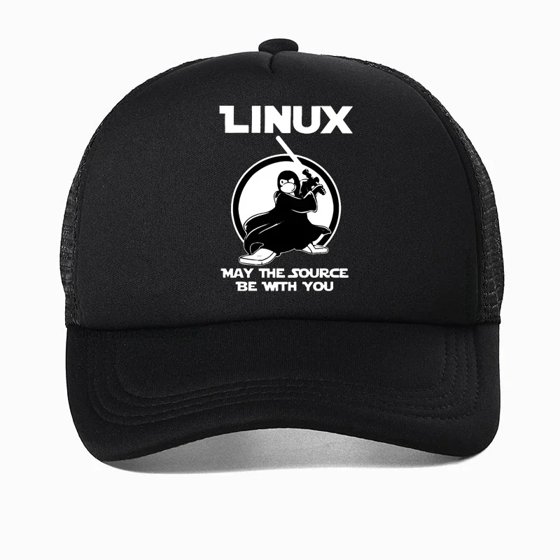 

Cool man hat Linux May The Source Be With You Baseball Cap Men Penguin Programmer Developer Programming Coding Nerd hats