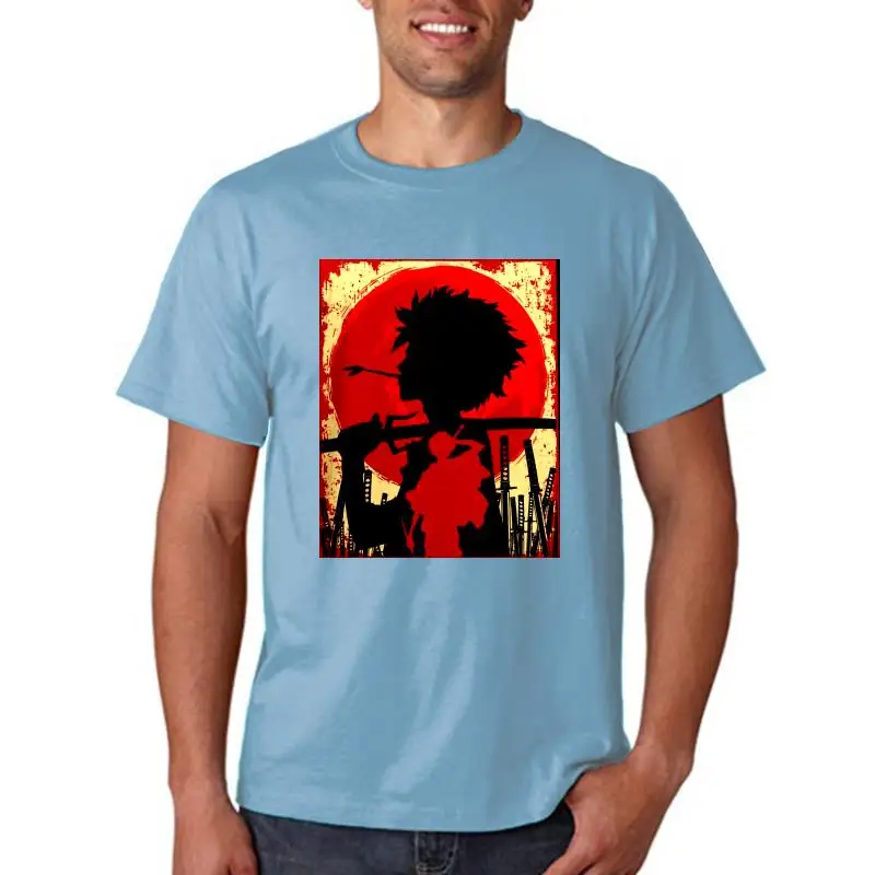 Round Neck Samurai Champloo Swordman T Shirt Japan Samurai Sunset Mugen T-shirt Cartoon Design