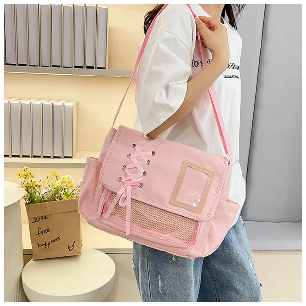 Strap ita bag, large-capacity shoulder crossbody bag, ita bag, anime-themed bag, versatile, girly, college-style, transparent, s image 4