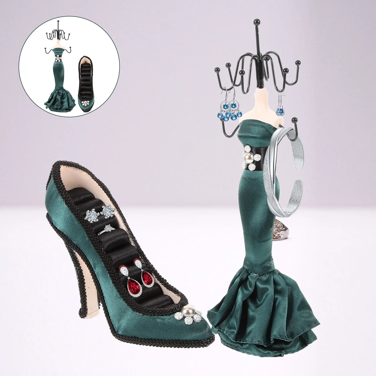 2Pcs Jewelry Rack Organizer Necklace Bracelet Display Stand Multi-Function Tangle-Free Chain Holder Dressing Table Tidy