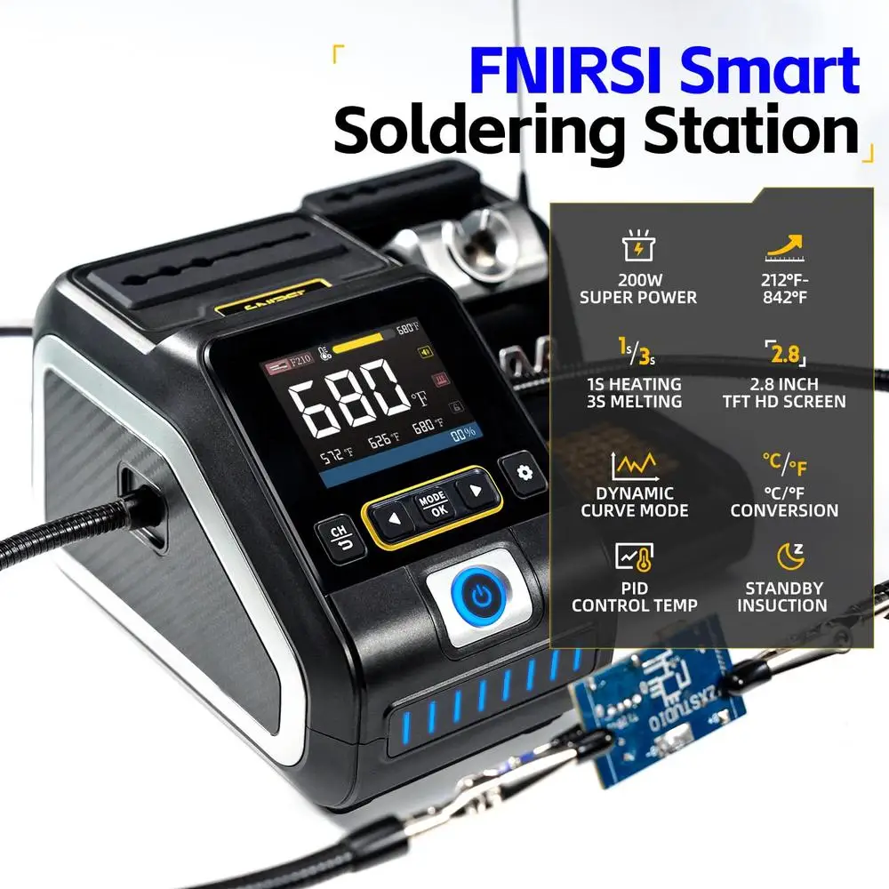 Precision Digital Soldering Station with Temperature Value & Curve Modes 360° Adjustable Helping Hands Kit
