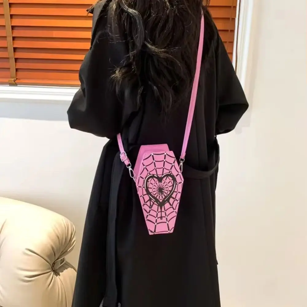 Women Fashion Shoulder Bag Large Capacity Coffin Shaped Casual Satchel Bag Adjustable Strap Spider Web Halloween Gift view 4