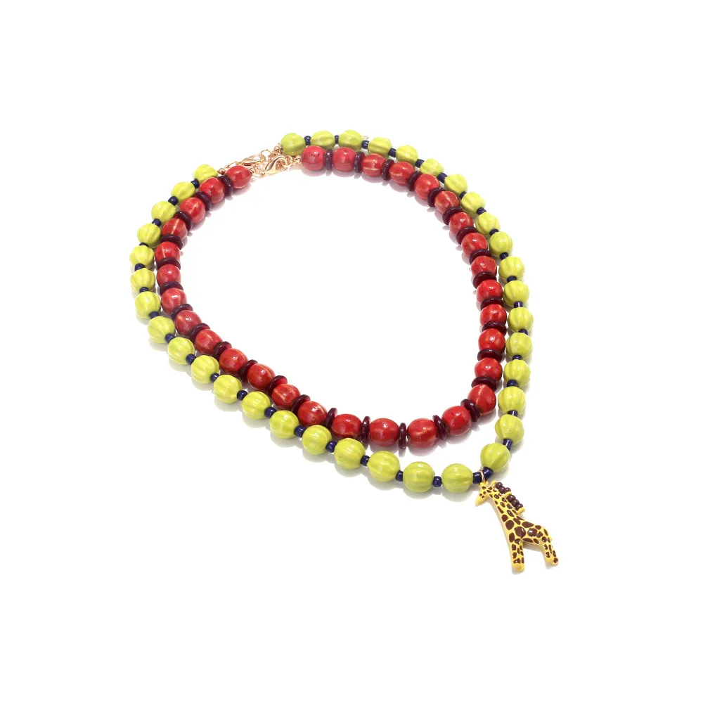 2026 Neue Handgefertigte Perlen-Choker mit Giraffen-Anhänger Halsketten für Damen Mode Urlaub Party Schmuck Geschenke – Detail 5
