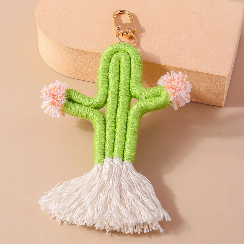 10pcs Wool Keychains Lovely Cactus Desert Plant Key Rings For Women Girls Friendship Gift Handmade Handbag Decoration Jewelry