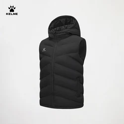 Kelme Hooded Sports Vest Men's Winter Football Training Running Camisole Jacket Cotton Jacket Vest Outdoor Windproof And Warm
