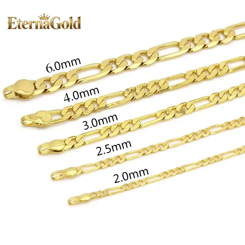EternaGold  Luxury 24K 9999 Pure Gold real gold Three to One Figaro Chain Men's Bracelet