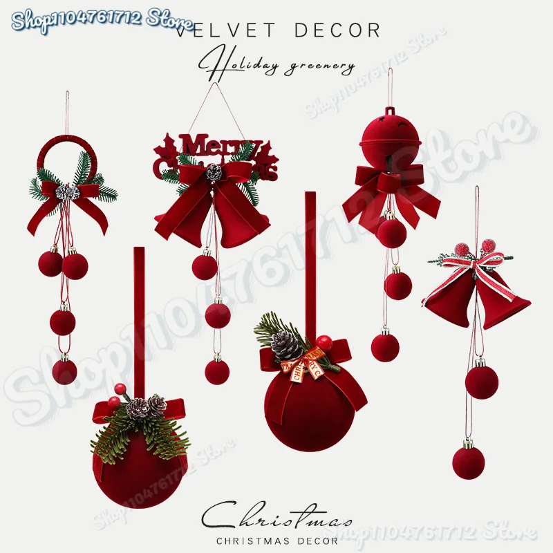 

2026 New Christmas Bell Nordic Style Red Plush Bell Pendant Christmas Decoration Window Pendant Pendant for Party Decoration