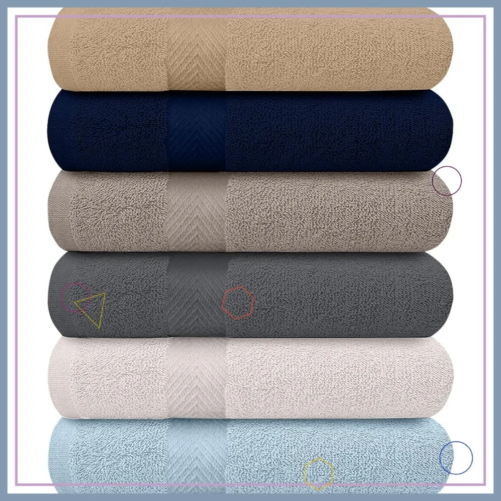 

Набор из 6 легких, особо впитывающих полотенец для ванной из 100% хлопка, разноцветные, 27x54 дюйма