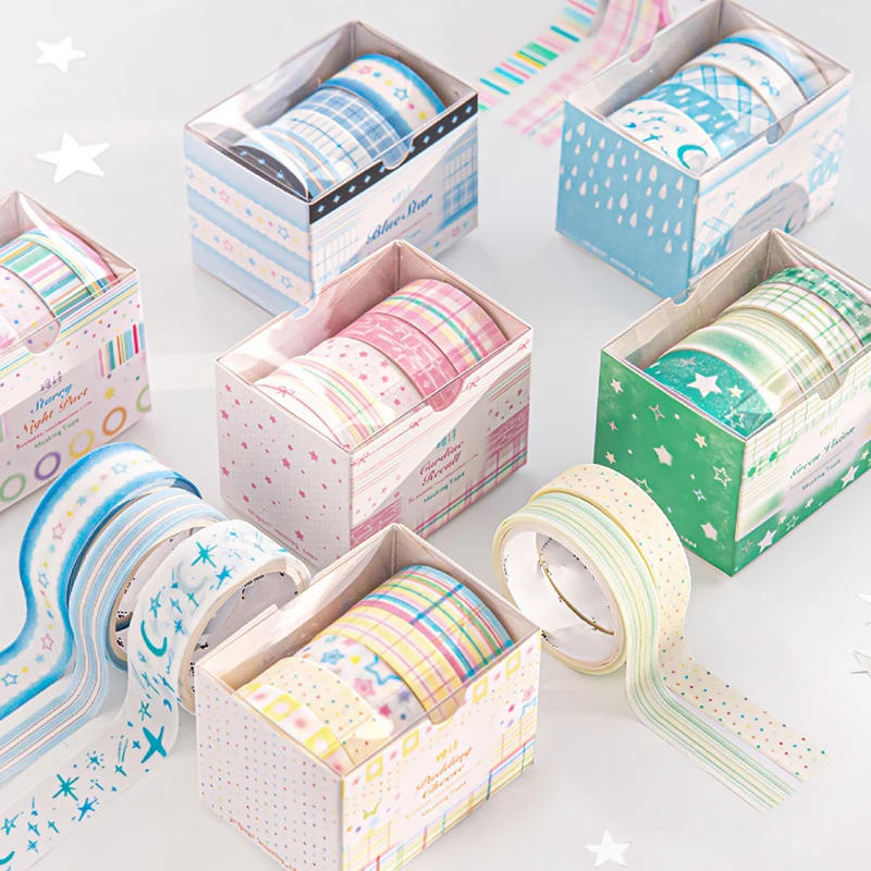 Mr. Paper 6Style 1Roll/bag Glitter Sand Washi Tape Set DIY Handbook Scrapbook Phone Case Photo Frame Calendar