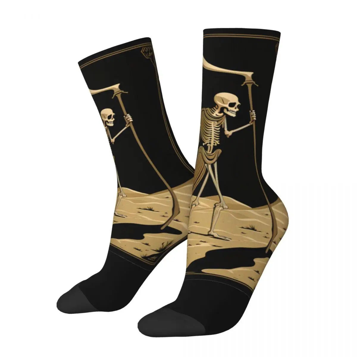 Men's Skeleton Reaper Socks Warm Fashion The Death Tarot Card Socks Harajuku Merch Middle TubeSocks Best Gift Idea