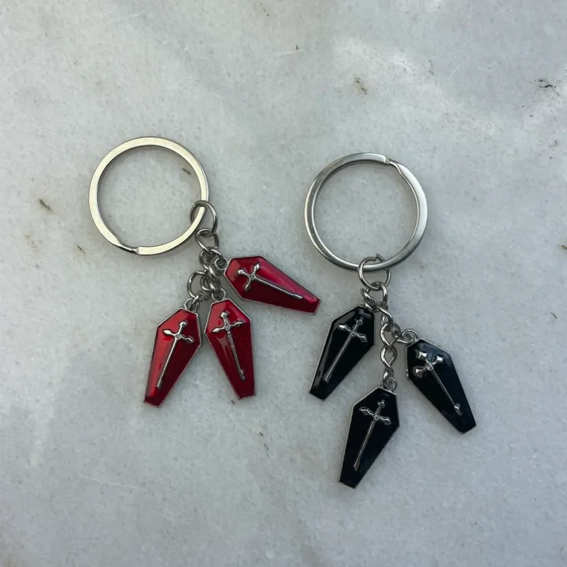 

Y2k coffin Gothic alt emo keychain, terrifying and mysterious devil, Gothic creepy tomb pendant, gift, coffin cross keychain