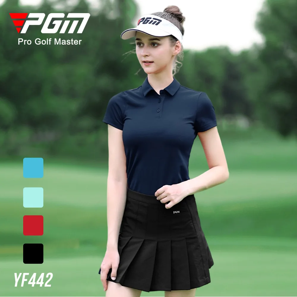 PGM Summer Women Golf Shirts Ladies Short-Sleeved T Shirt Sports Slim Clothes Quick-Dry Breathable Golf Tennis Clothing YF442