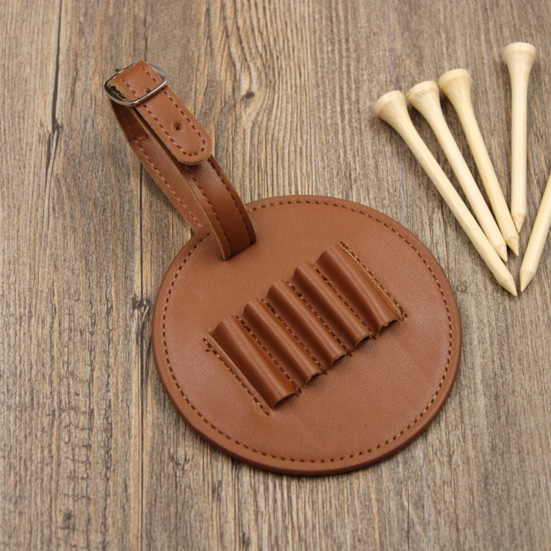 Leather Golf Tees Holder for Bag Belt-Vintage style pu Leather, Gift for Golfer-Golf Accesories for Men and Women-Holds 5 Tees.