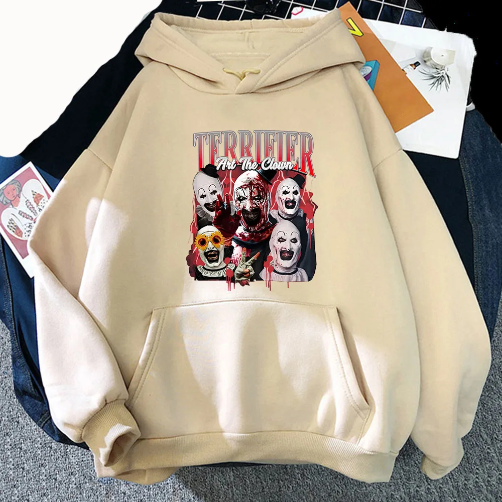 New Terrifier Horror Movie Print Hoodies Men Women Autumn Gothic Vintage Hooded Sweatshirts Oversized Pullovers Unisex Clothing