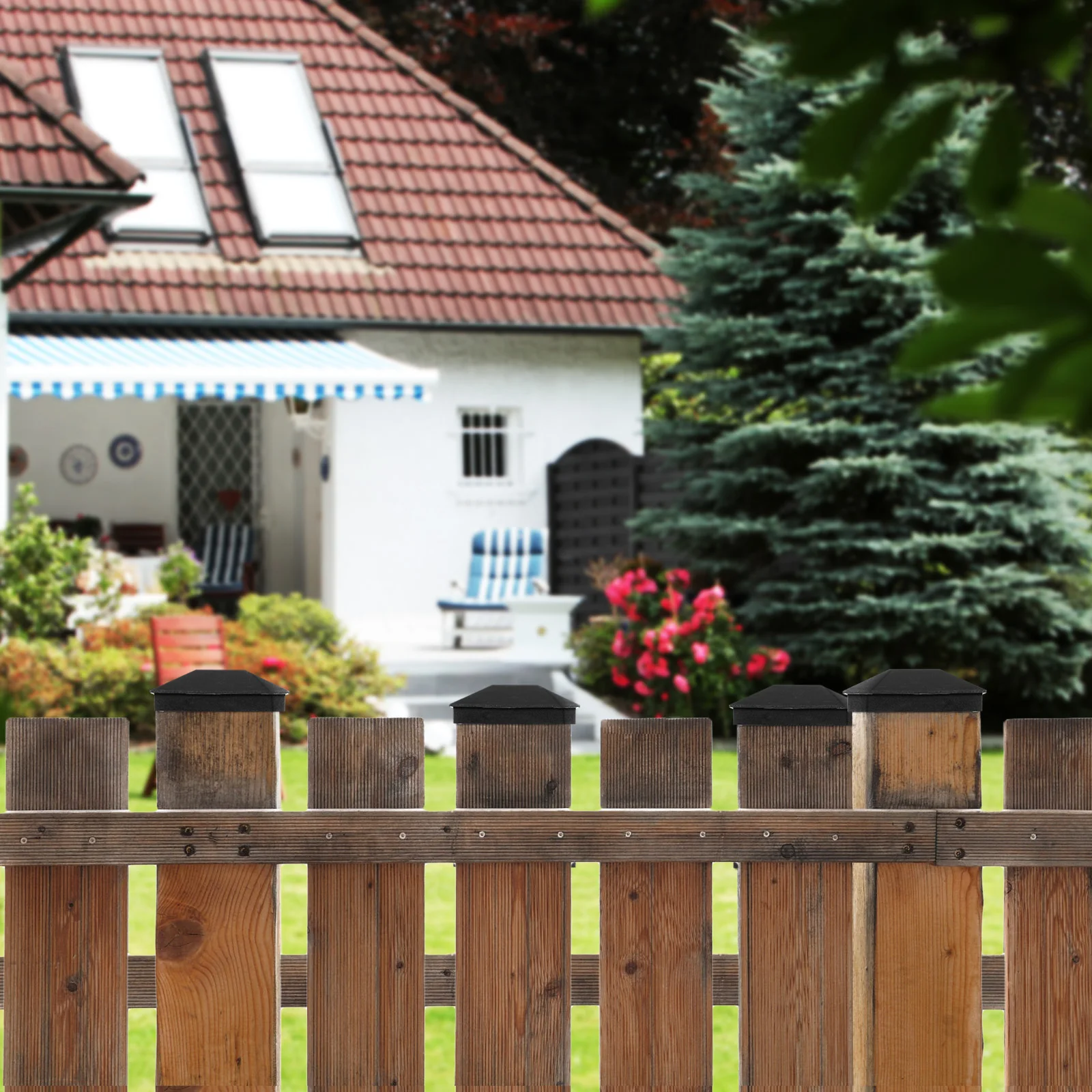 12pcs Fence Post Caps Plastic Outdoor Post Covers For Decking Garden Fence Column Protectors Weather Resistant Guardrail