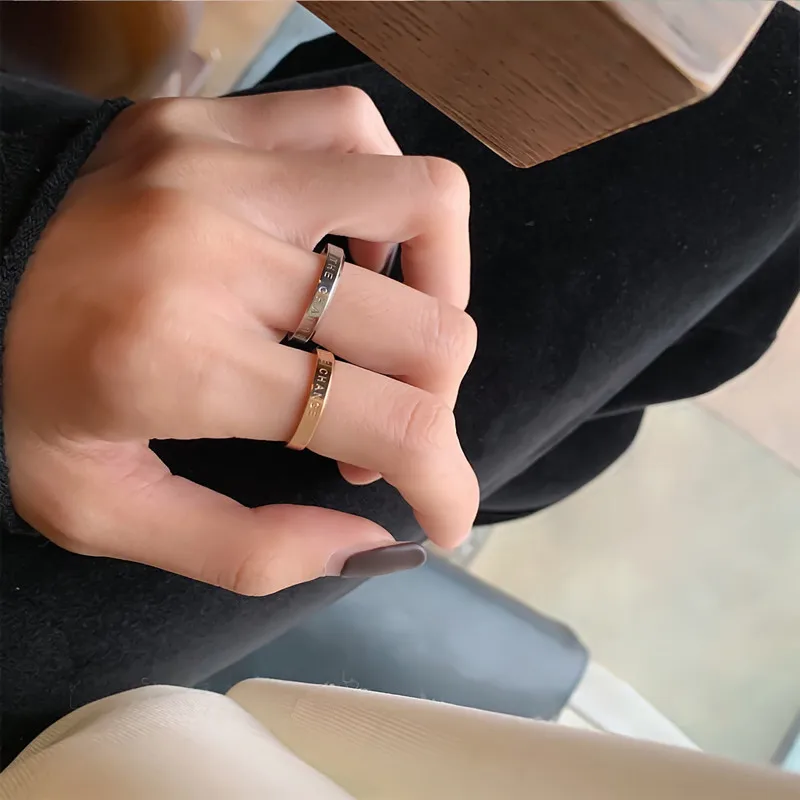 Couple Ring for Men Women Rose Gold Silver Color Titanium Steel Finger Accessories Charms Love Jewelry (GR413)