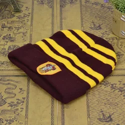 Harry Potter Embroidered Knitted Hat Hogwarts Badge Pattern Wool Cap for Women Men Winter Warm Windproof Hat Cosplay Props