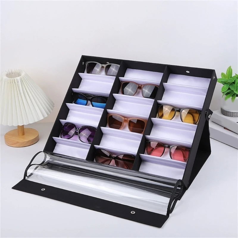 

18 Slots Glasses Tray Sunglasses Display Case Eyeglass Organizer Box Eyewear Holder Sunglass Stand Sun Glasses Organizer