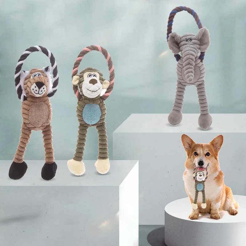 Giraffe Shape Corduroy Dog Squeaky Toy Cotton Rope Chew Toy for Puppy Teeth Cleaning Pet Training Accessory New Pet Toy