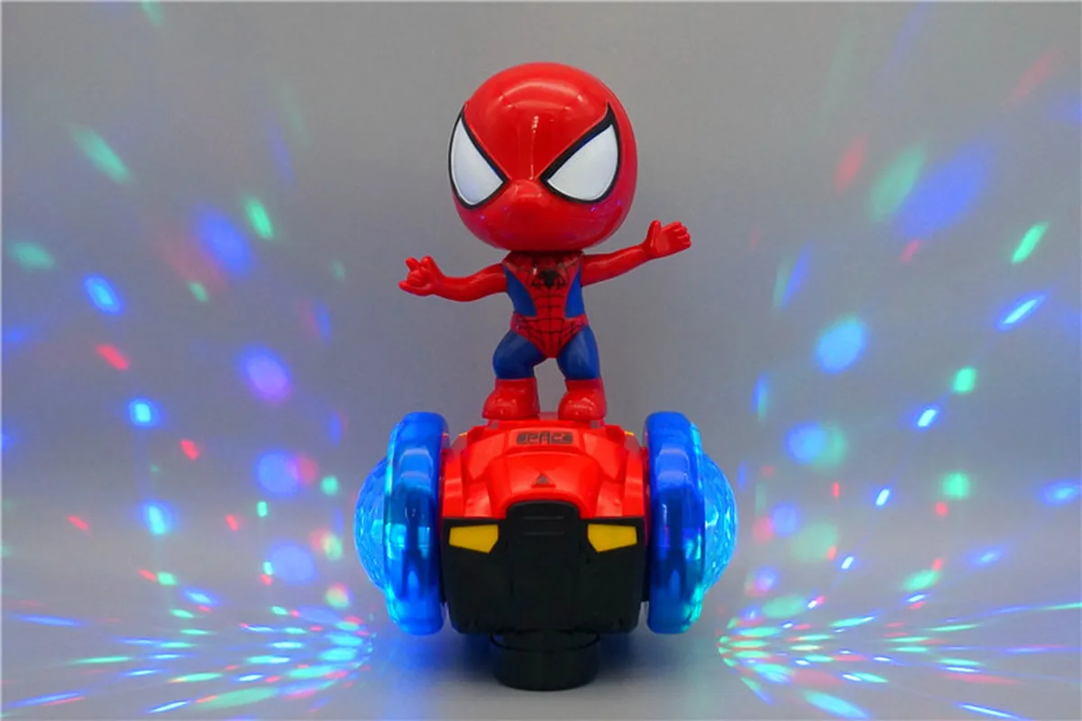 Marvel Spiderman Automatic Turn Vehicle Skateboard Acousto-optic Car  Electric Music Toys Stunt Scooters Gifts