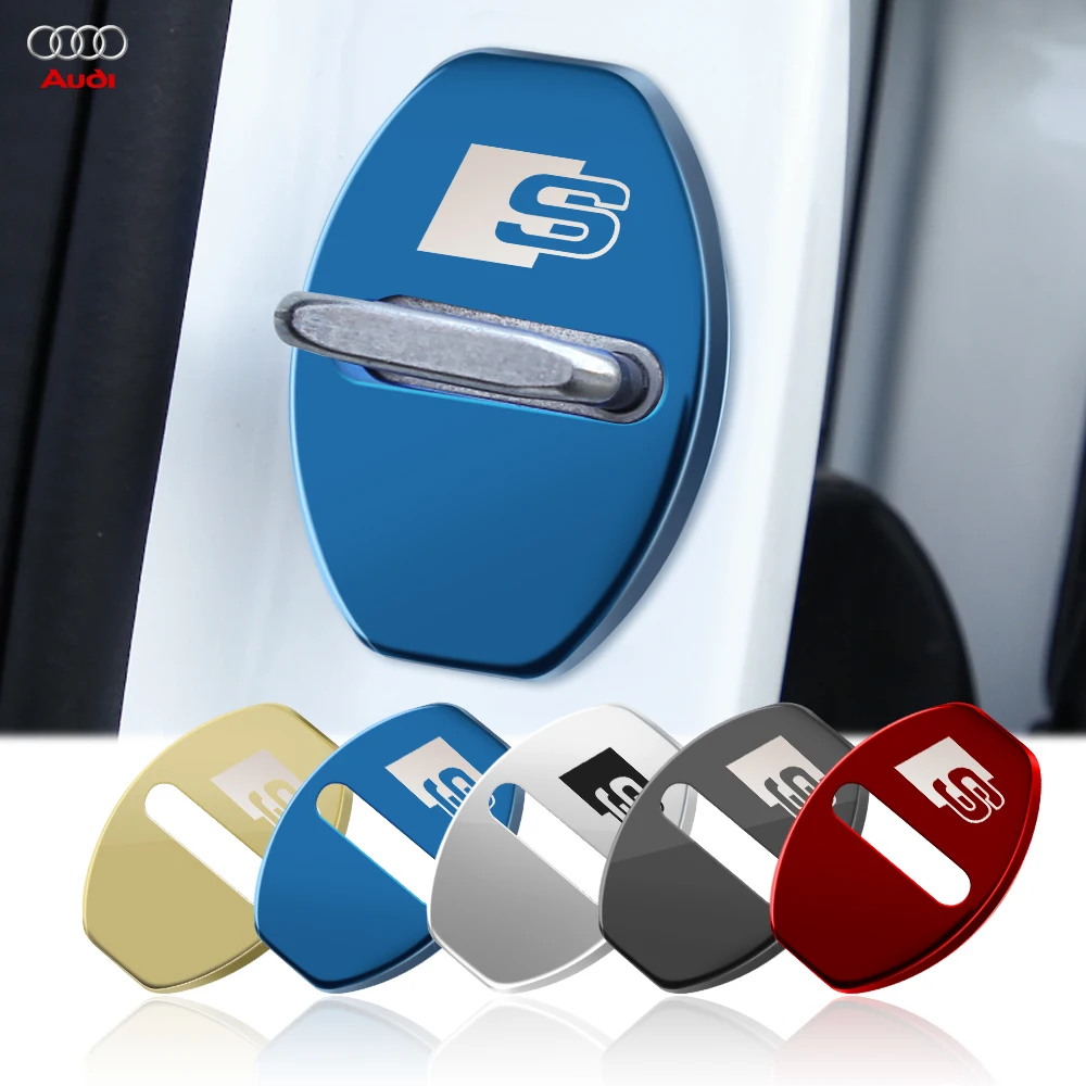 

4PCS Car Door Lock Covers Protective Stickers Auto Accessories For AUDI Quattro RS Sline A1 A2 A4 A5 Q3 Q5 A3 8P 8L A6 C7 C6 C5