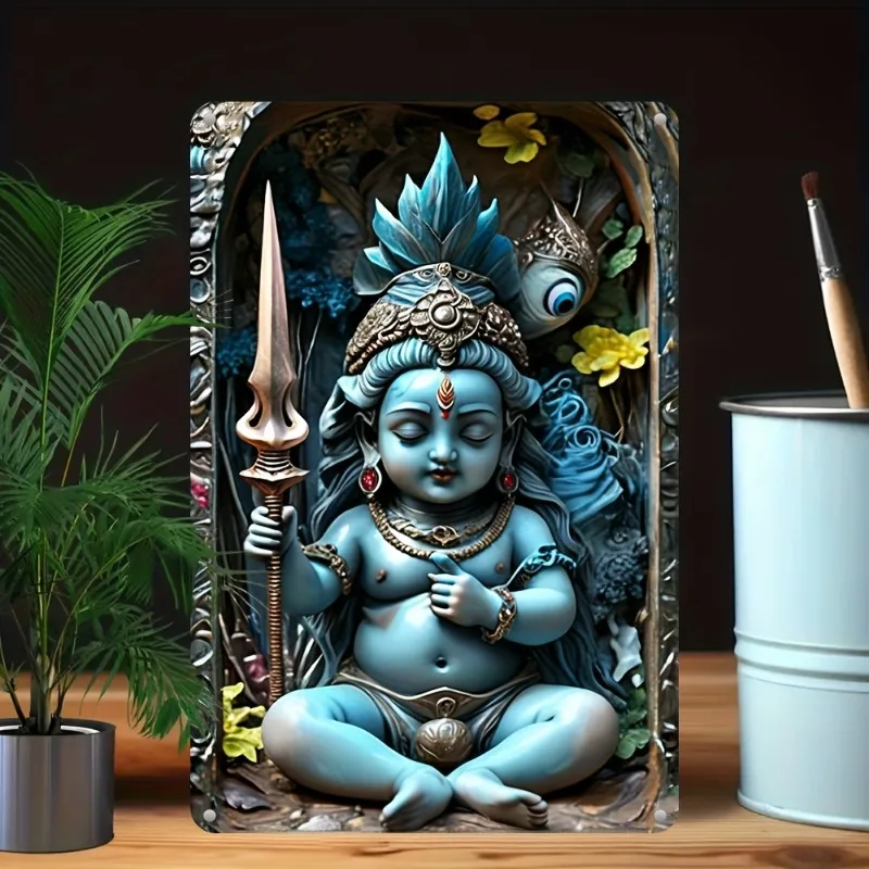

Artistic Charm, Vibrant Krishna Aluminum Wall Art - 8x12 Inch, UV-Printed Metal Decor, Waterproof & Dustproof, Ideal for Home