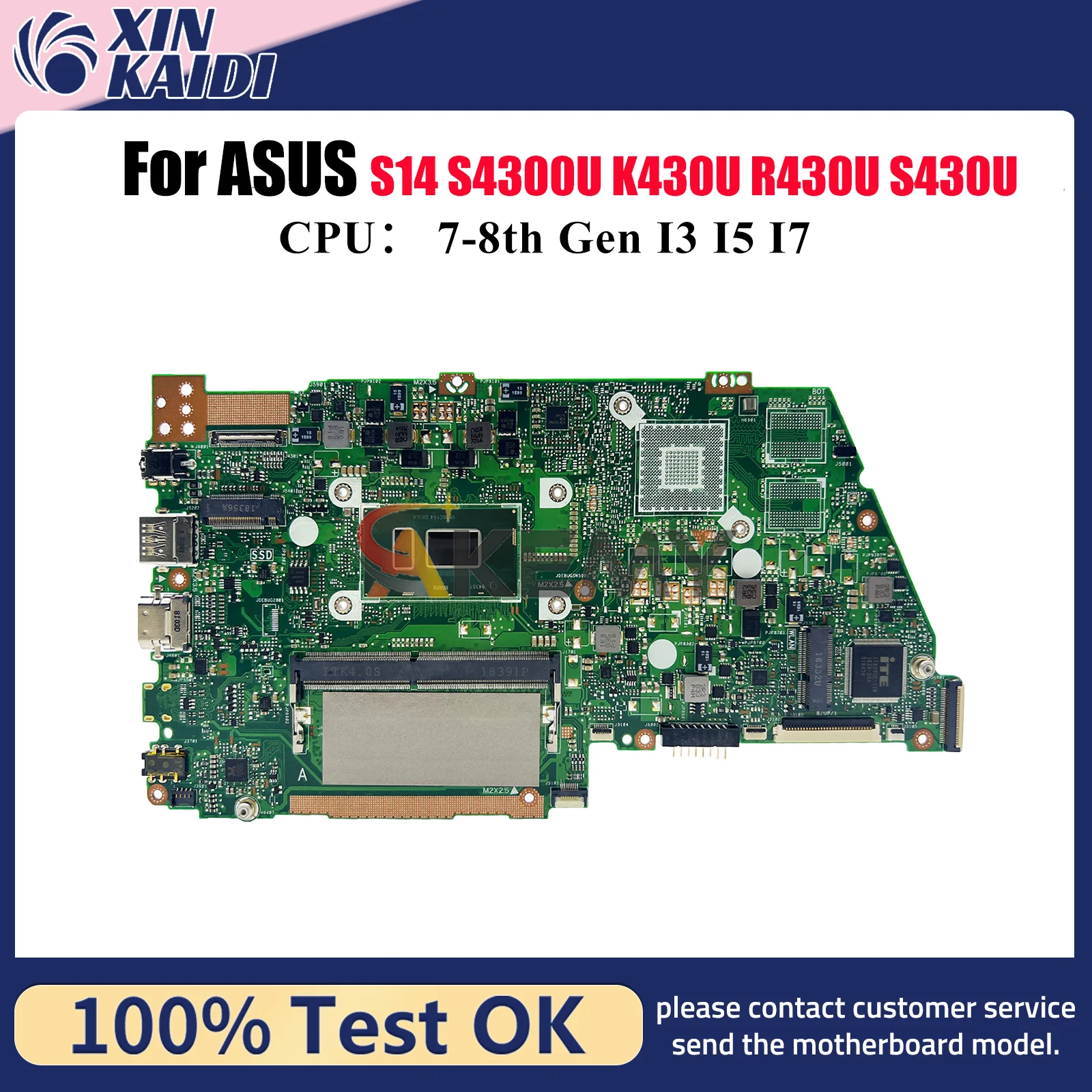 

X430UN Материнская плата для ноутбука ASUS VivoBook X430UA K430U V430U S4300U S14 R430U X430UN X430U S430U Материнская плата с процессором I3 I5 I7