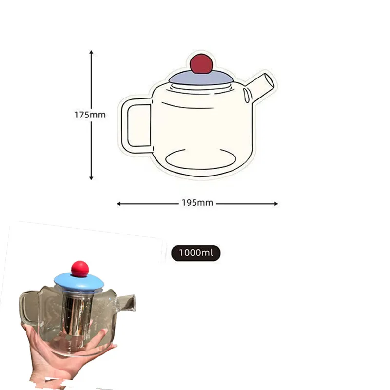 

1000ml Cute Glass Teapot with Removable Infuser, Stovetop Safe Tea Kettle, Blooming and Loose Leaf Tea Maker Set