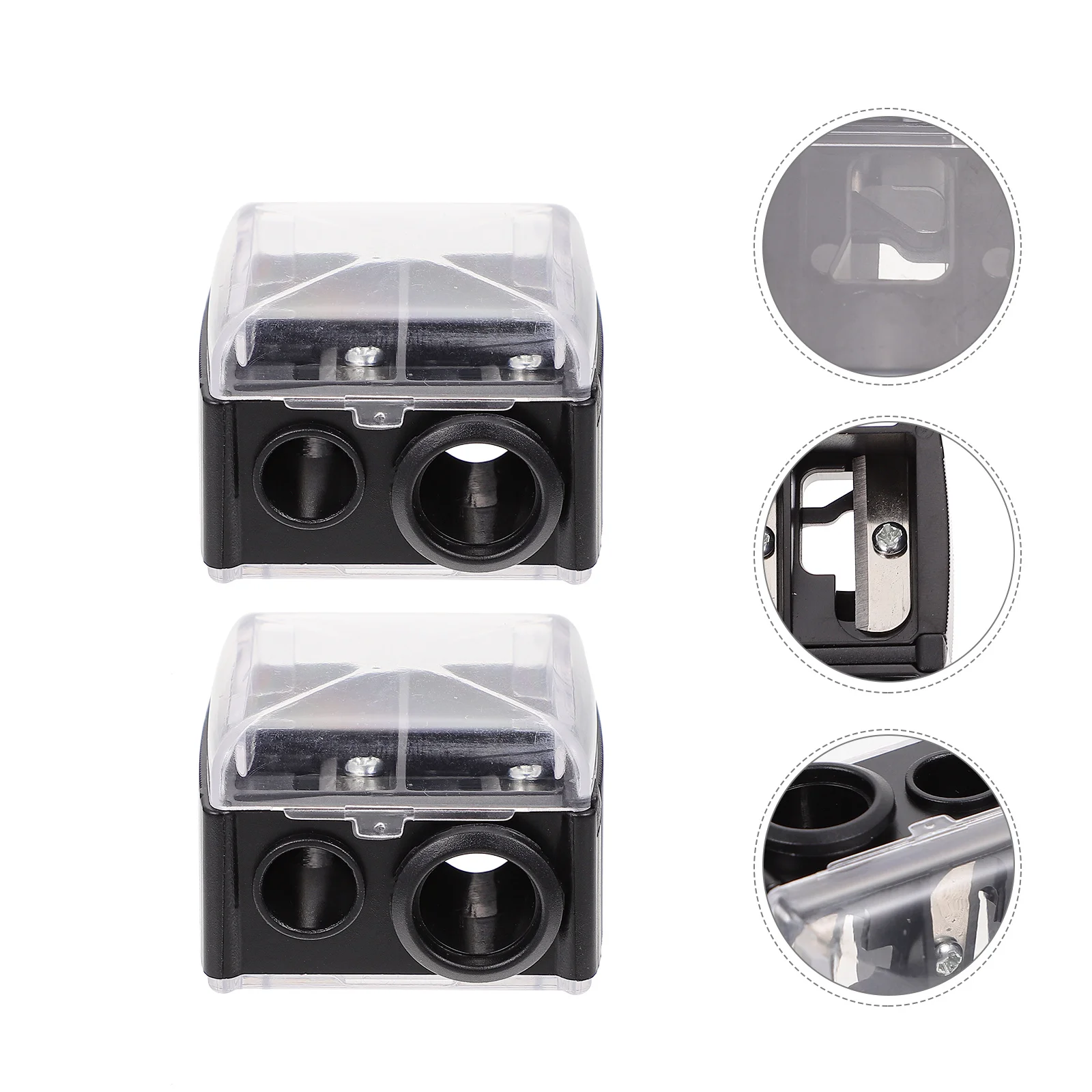 Sacapuntas de lápiz de maquillaje, delineador de ojos negro con agujeros dobles, delineador de labios, herramienta portátil para cejas, accesorios de maquillaje, 4 Uds.