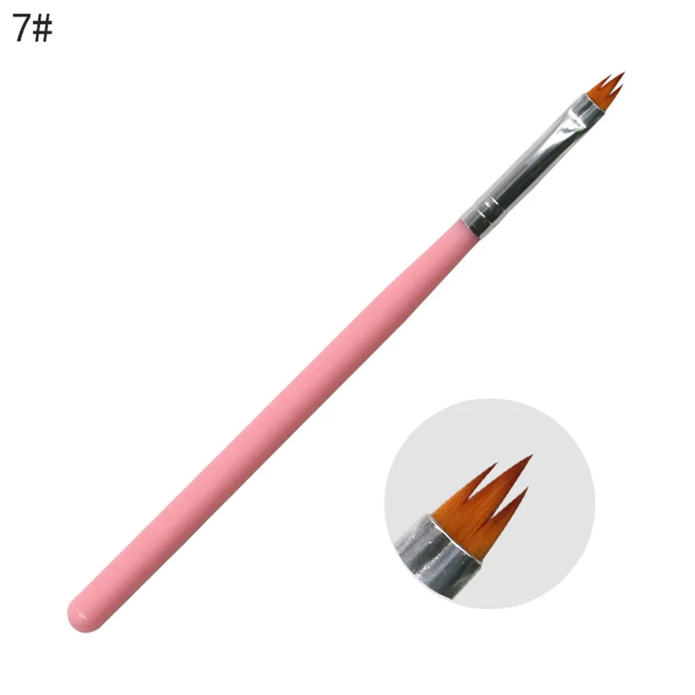 8개입 핑크 스템 네일 아트 펜 브러시 세트 전문가용 네일 페인팅 도구 매니큐어 DIY 디자인 경량 롱 핸들 키트