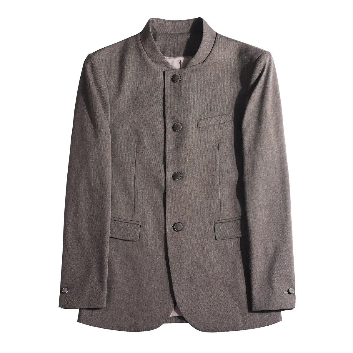 Chinese Style Stand Up Collar Suit Jackets Men's Long Sleeved Blazers Slim Elastic Casual Business Wedding Groom Suit Jackets