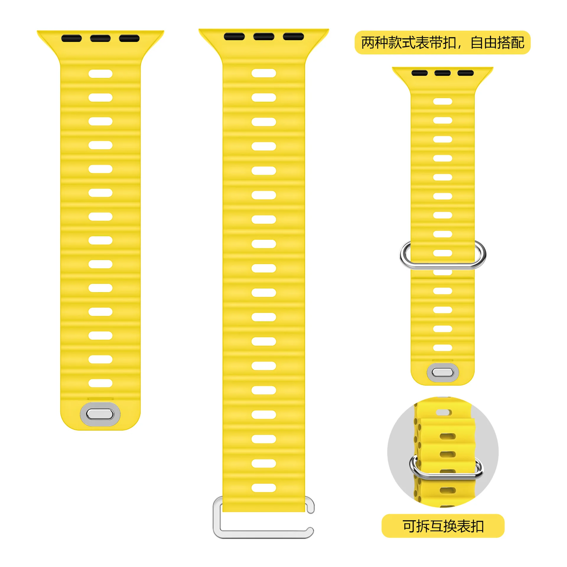 Ocean strap For Apple Watch Ultra 2 Band 49mm 46mm 44mm 45mm 41mm 40 42 Silicone Sport Bracelet iWatch Series 9 10 8 7 SE 6 5 4