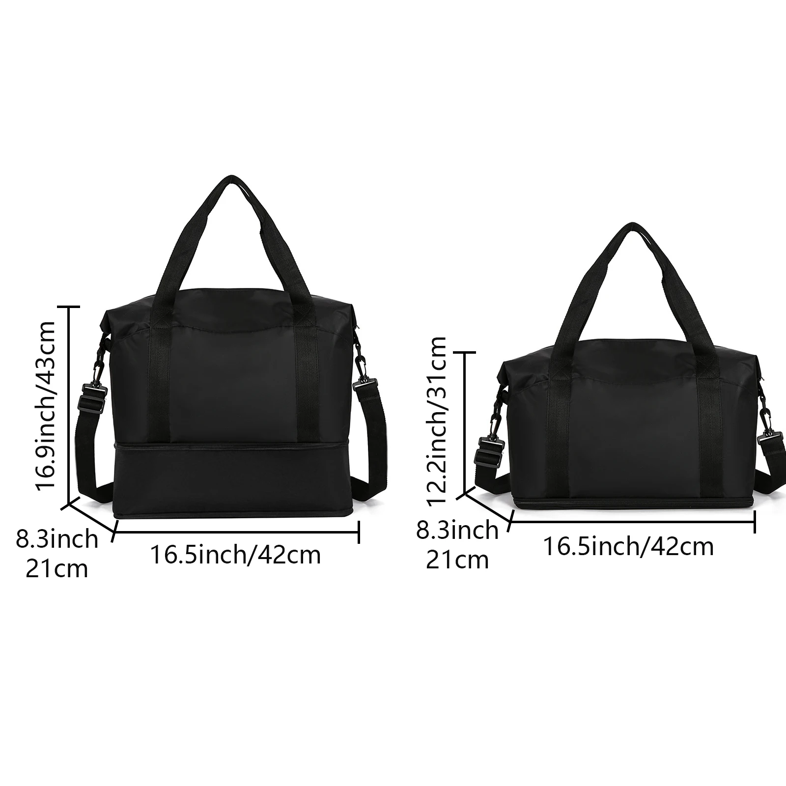 Black Duffle Bag Travel Luggage Storage Bag Multi-Purpose Large Capacity Compact Travel Bag Universal Handbag Messenger Bag