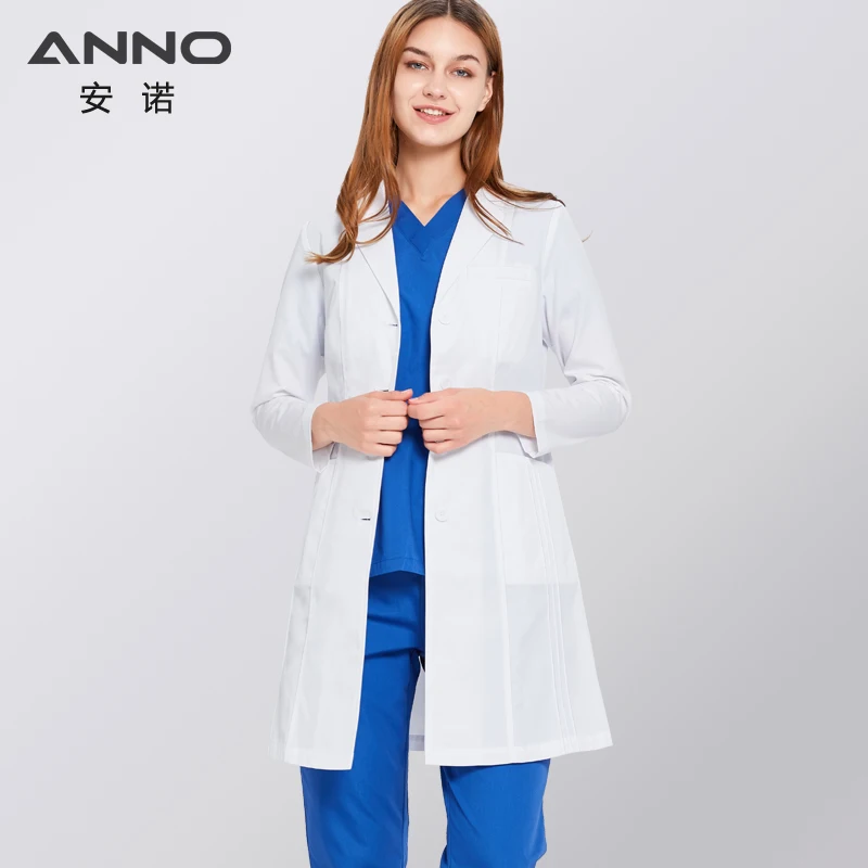 Wit Arts Jassen 99% Polyester 1% Geleidende Draad Antibacteriële Anti-Statische Lab Uniformen Ziekenhuisapotheek Chemie Gown