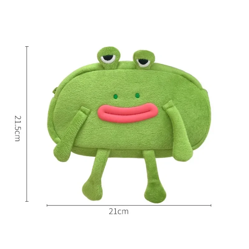 Funny Plush Big Mouth Frog Pencil Case with High Appearance and Large Capacity Stationery Bag for Students Desktop Storage