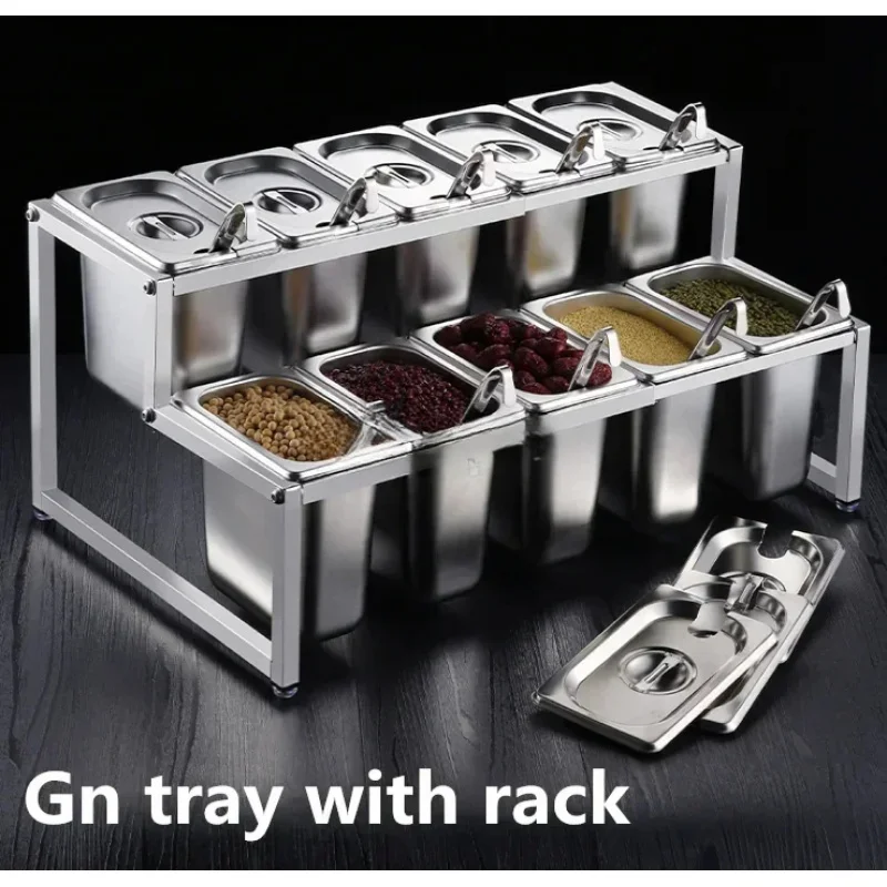 Gn With Rack Serving Food Warmer Milk Tea Shop Salad Bowl Basin Storage Seasoning Tray Chafing Buffet Pan
