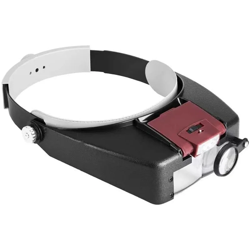ABBO-LED Illuminated Headband Glasses 10X Magnifier Adjustable Size Loupe For Reading Optivisor